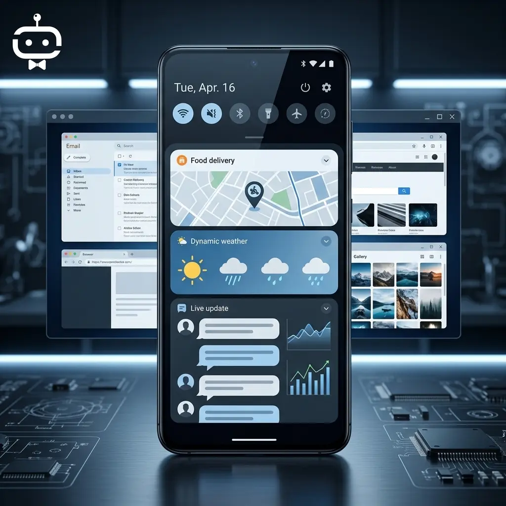 Android 16 yenilikleri arayüz ve güvenlik geliştirmelerini gösteren akıllı telefon ekranı